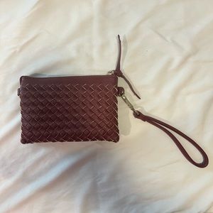 Charming Charlie Maroon Colored Weave Patterned Wristlet